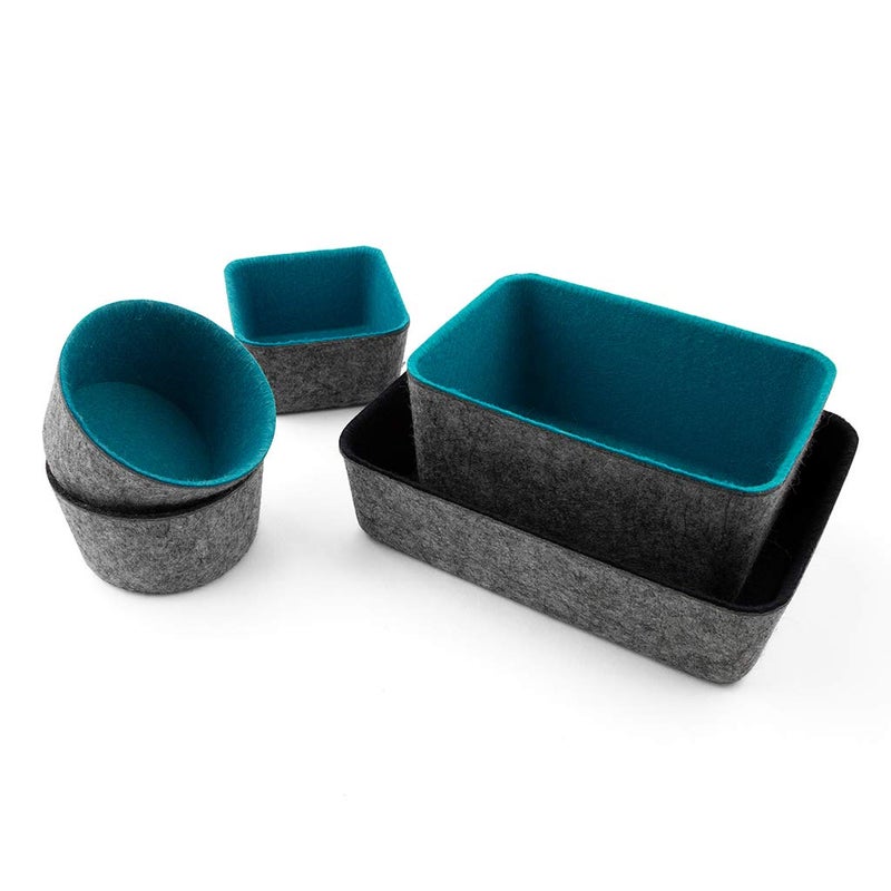 Three by Three Seattle FeltÂ·LikeÂ·It! 6x4x2.5 Inch Felt Storage Bin for Office, Craft Room, Classroom, Living Room, Bedroom Storage (Charcoal) - Image 3